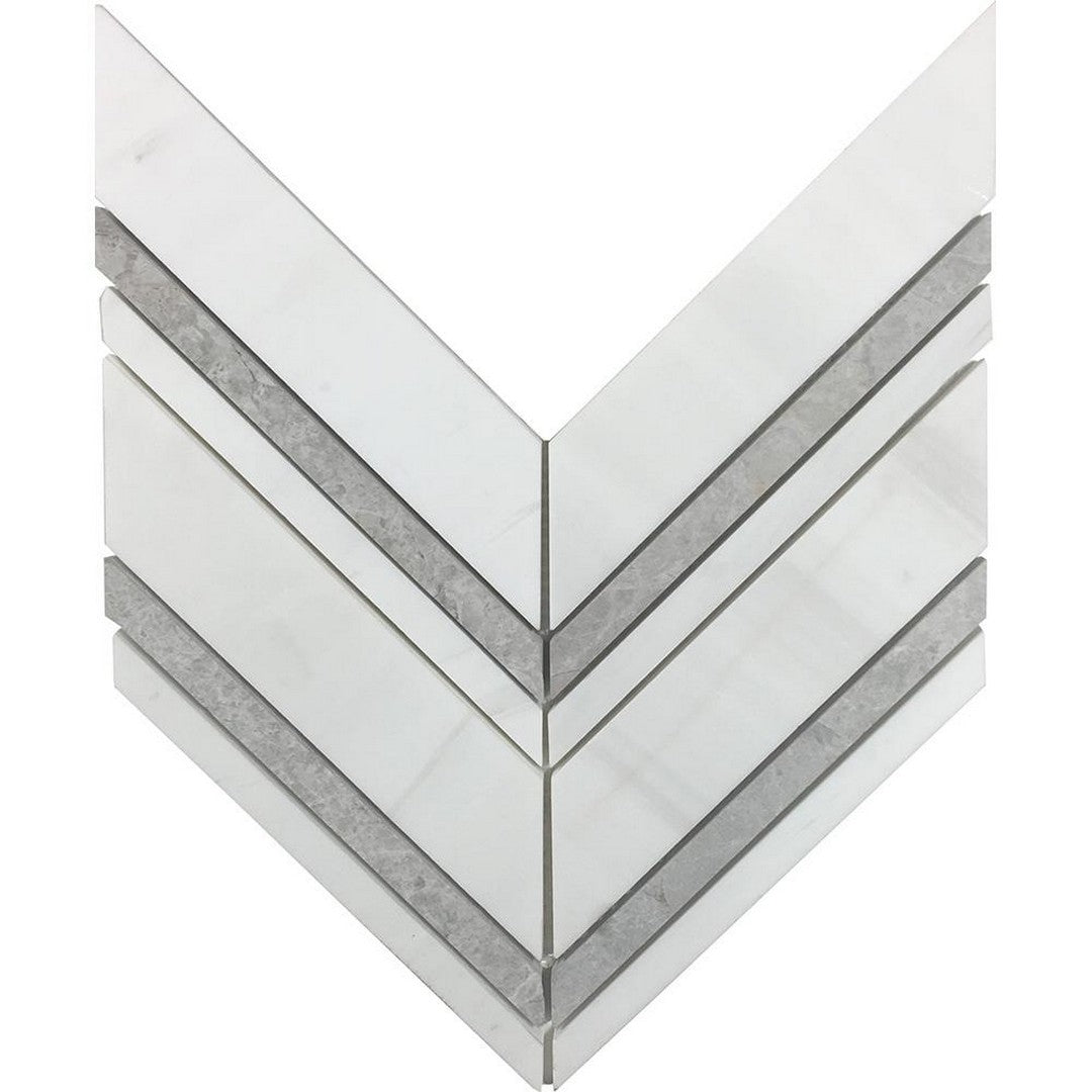 Tesoro Dolomite/Nuvoloso Blend 11.875" x 9.375" Honed Chevron Natural Stone Mosaic