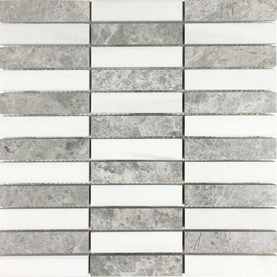 Tesoro Dolomite/Nuvoloso Blend 12" x 12" Honed Stacked Natural Stone Mosaic