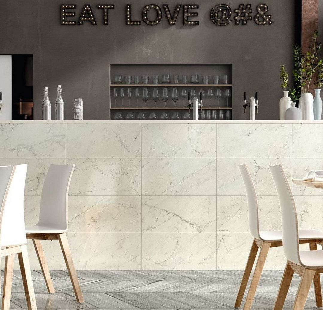 Bedrosians Classic 2.0 Porcelain Polished Tile 12" x 24" Bianco Carrara