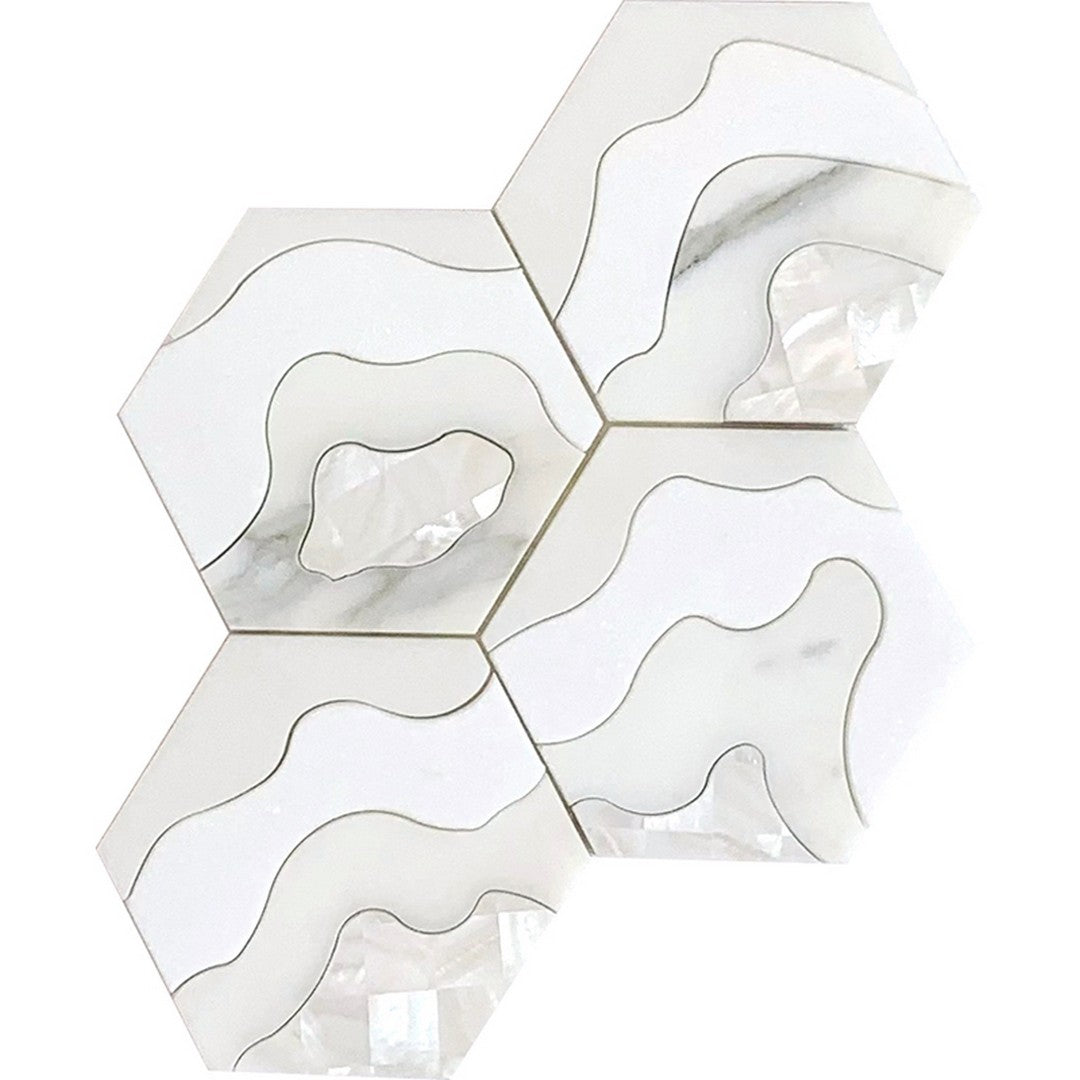 MiR Waterjet 9" x 12" Polished Natural Stone Hexagon Mosaic
