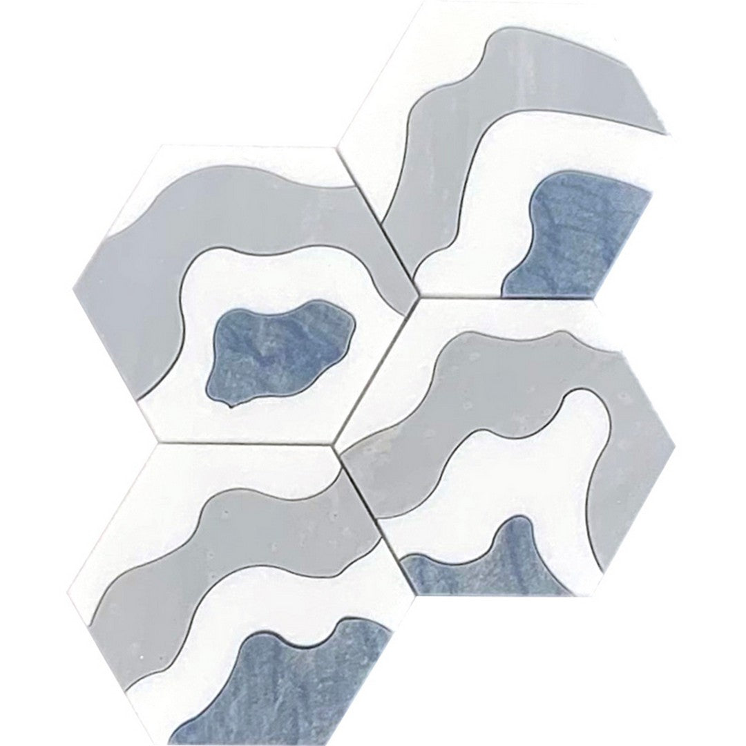 MiR Waterjet 9" x 12" Polished Natural Stone Hexagon Mosaic