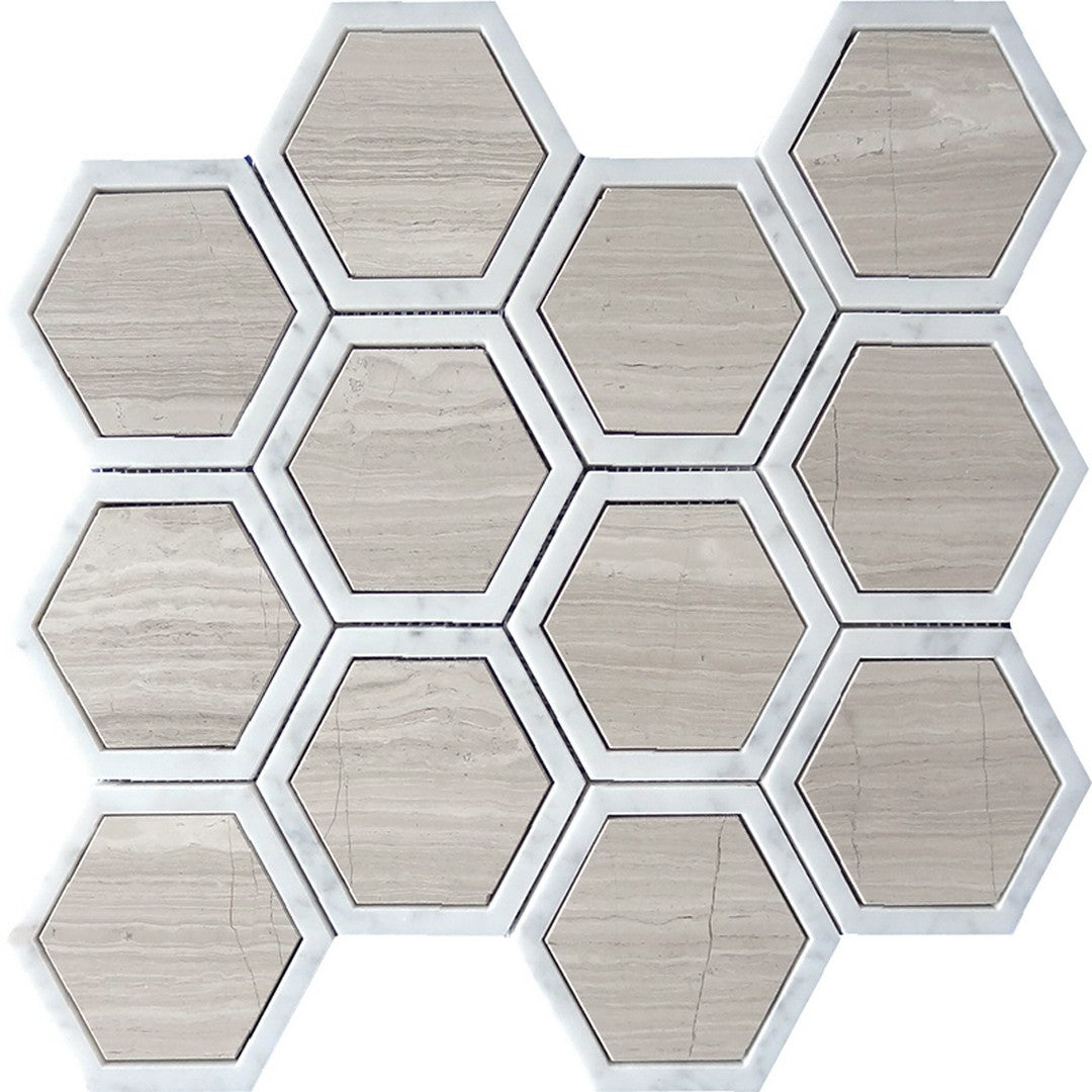 MiR Savannah 11.7" x 13.5" Natural Stone 3.75" Hexagon Mosaic
