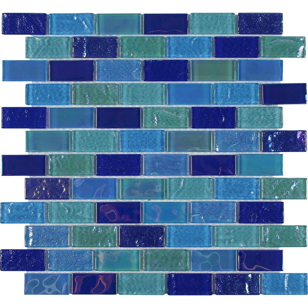 Tesoro Mercury 12" x 12" Interlocking 1x2" Brick Glass Mosaic