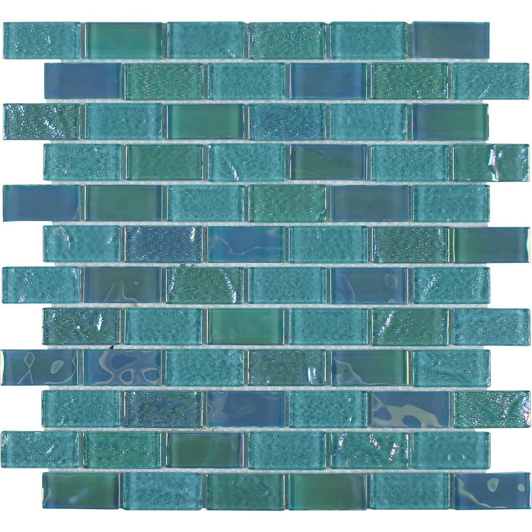 Tesoro Mercury 12" x 12" Interlocking 1x2" Brick Glass Mosaic
