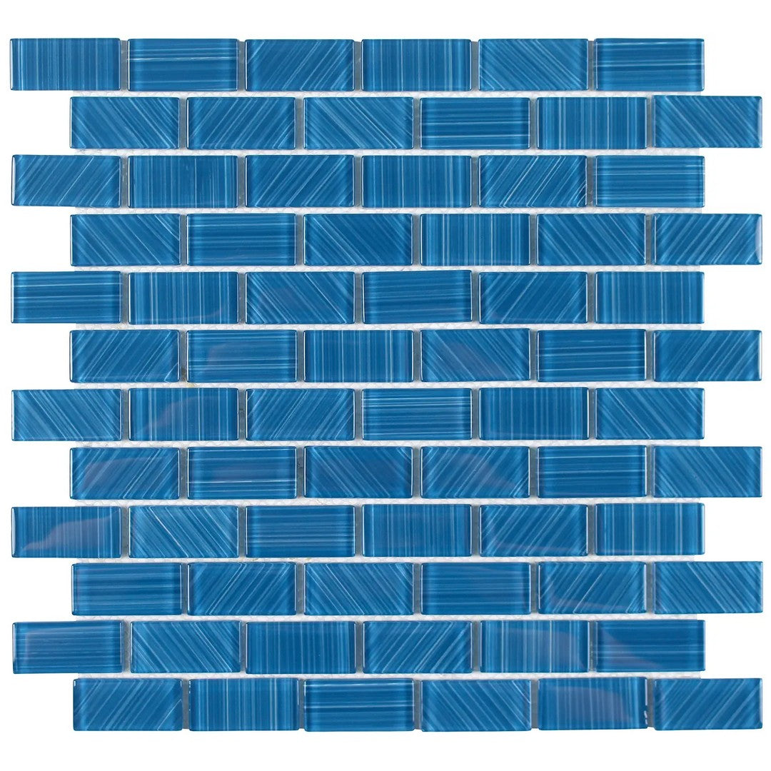Tesoro Striped 12" x 12" Interlocking 1x2" Glass Mosaic