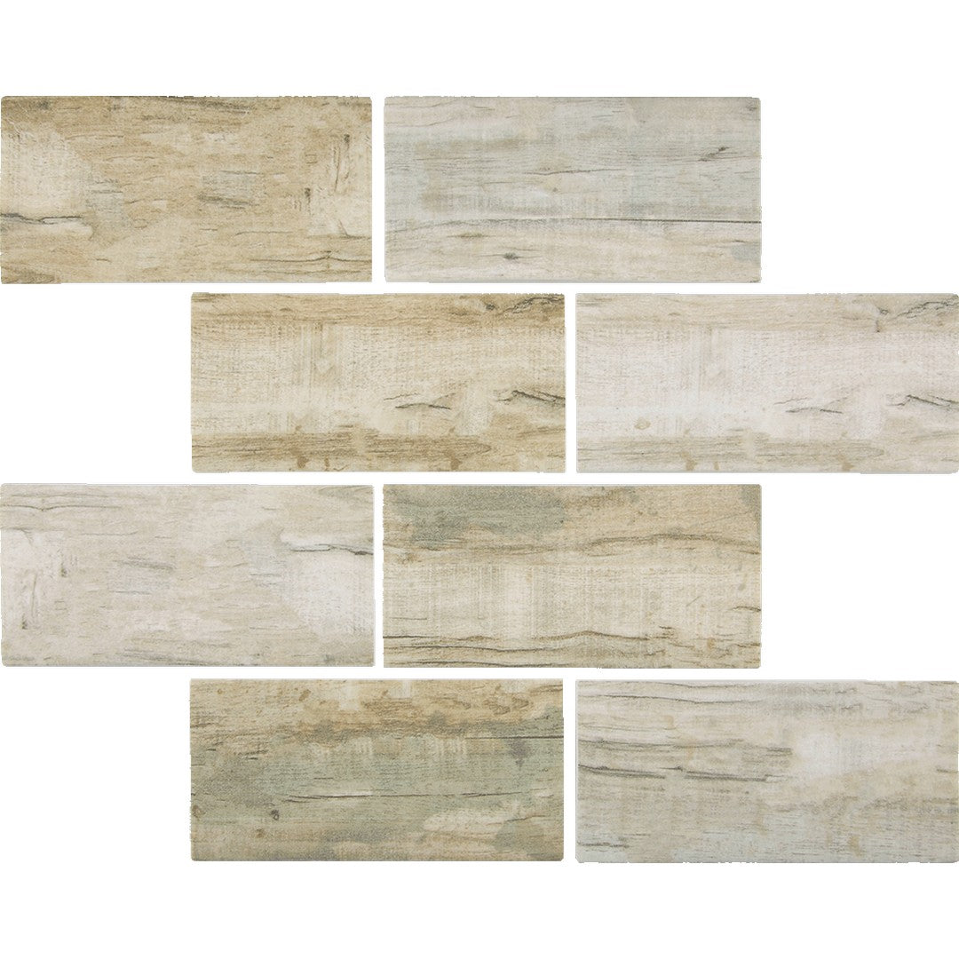 Tesoro Bark 11.5" x 11.5" Interlocking Staggered Glass Mosaic