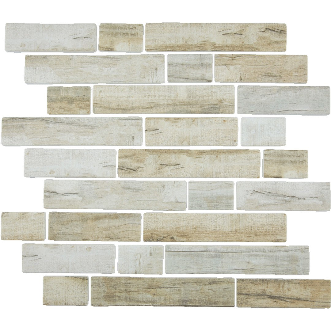 Tesoro Bark 11.75" x 11.5" Interlocking Multilinear Glass Mosaic