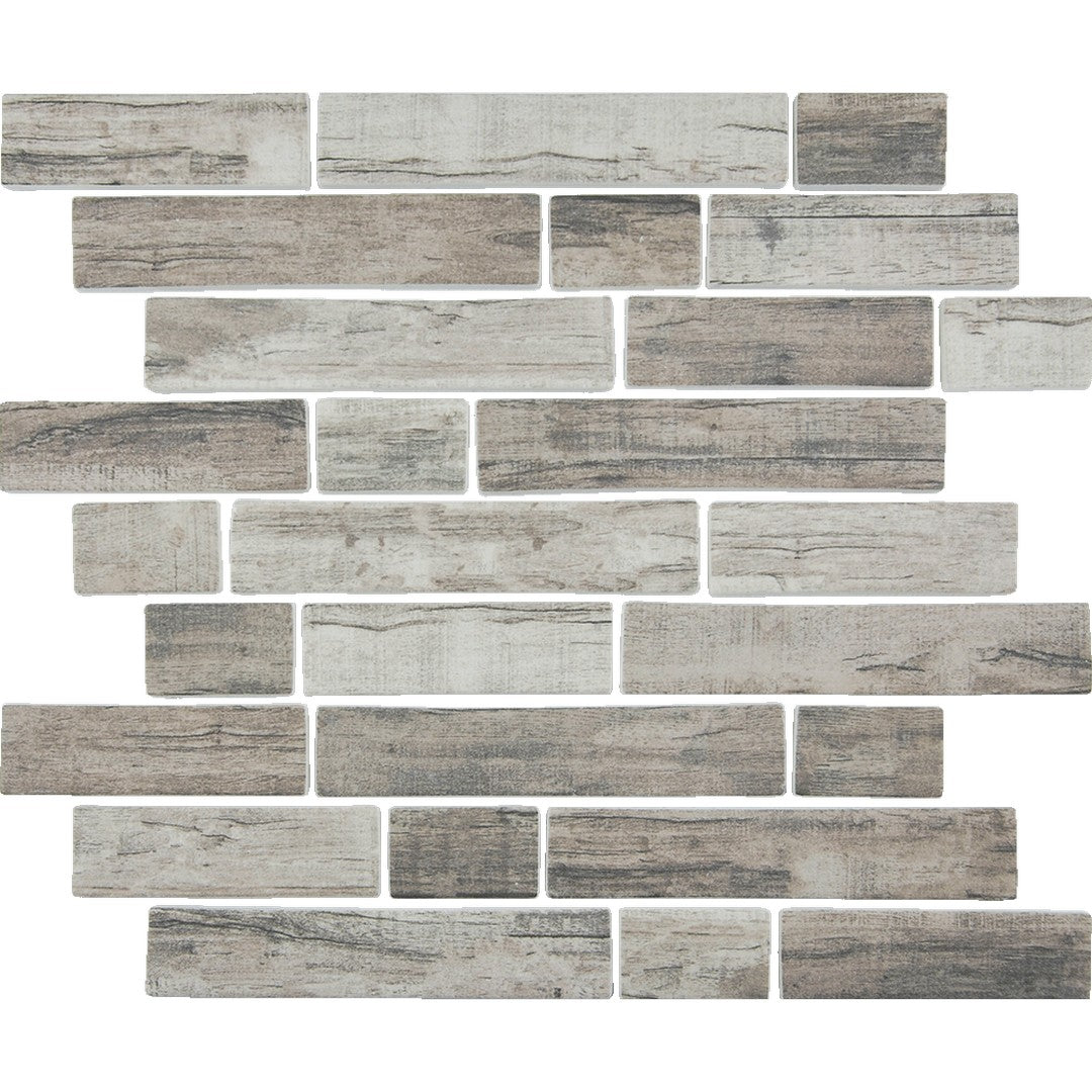 Tesoro Bark 11.75" x 11.5" Interlocking Multilinear Glass Mosaic
