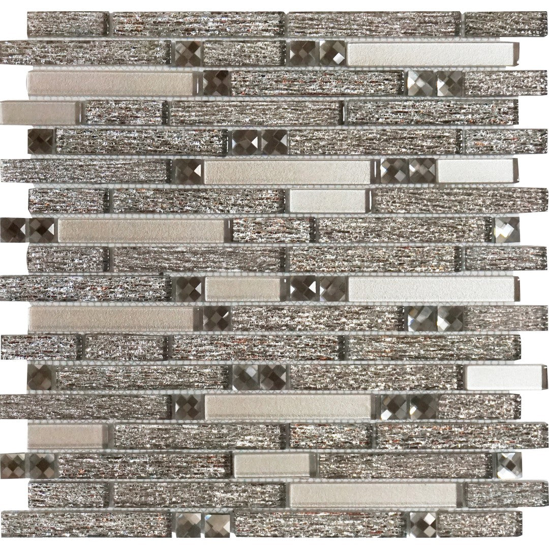 Tesoro Glitz 12" x 12" Interlocking Mixed Linear Glass Mosaic