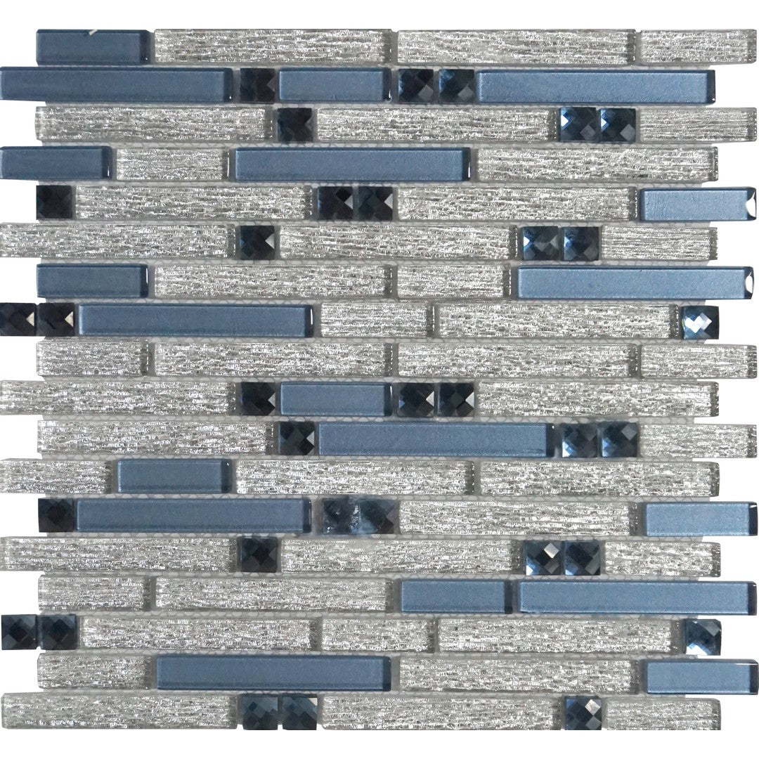Tesoro Glitz 12" x 12" Interlocking Mixed Linear Glass Mosaic