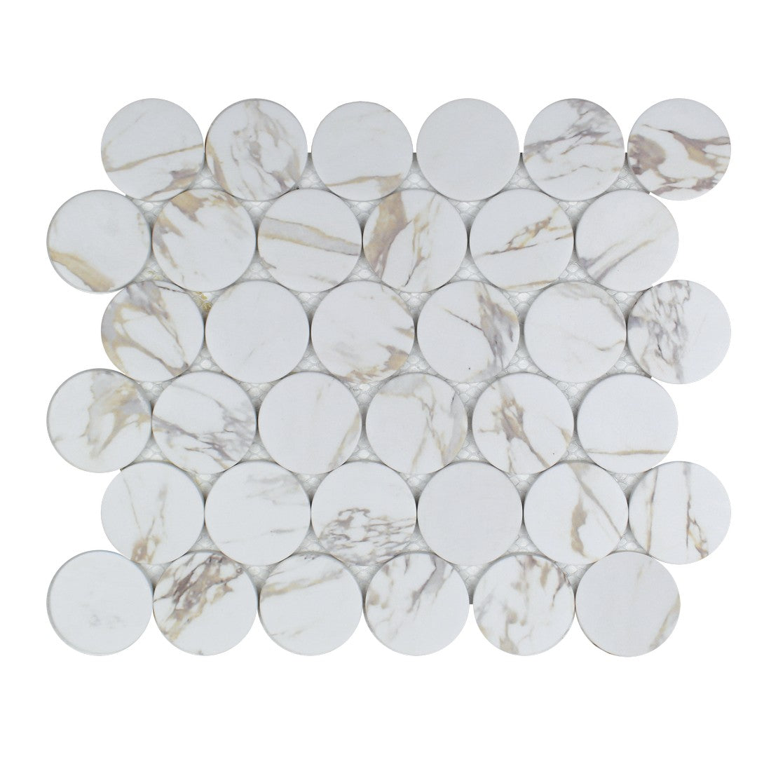 Tesoro Native 10.25" x 11.5" Matte 2" Penny Round Glass Mosaic