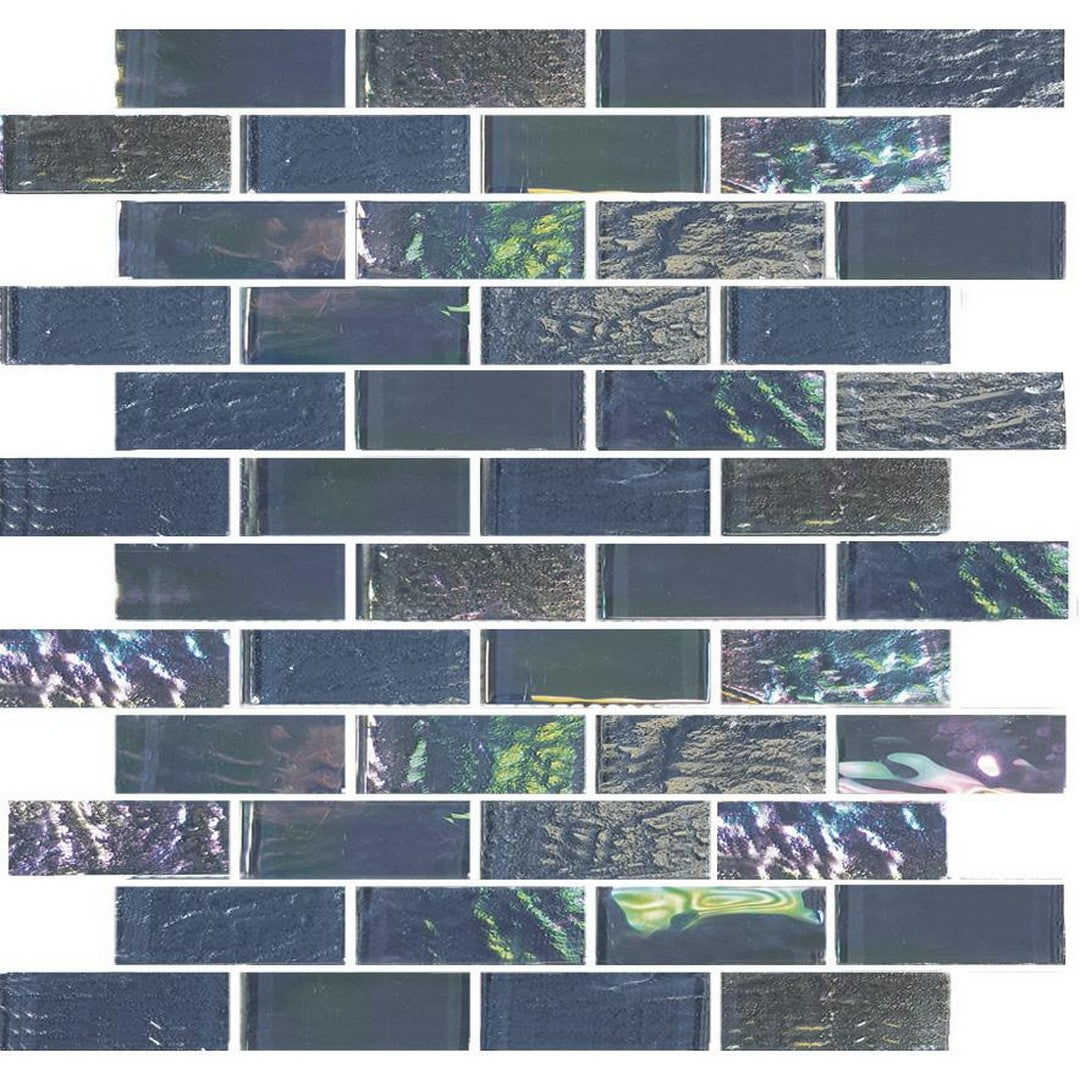 Tesoro Nautical 11.50" x 11.75" Glossy 1x3" Staggered Glass Mosaic