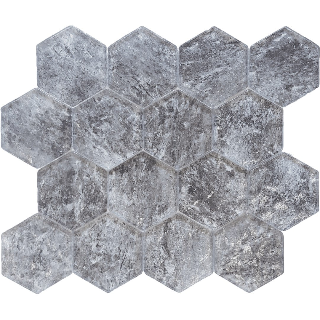 Tesoro Revere 10.25" x 11.75" Interlocking 3" Hexagon Glass Mosaic