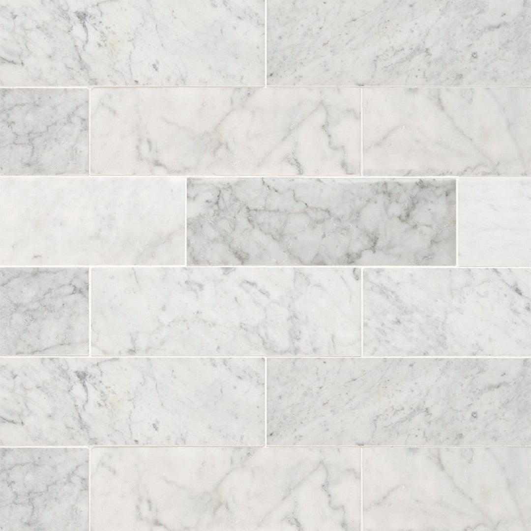 MS International Carrara White 4" x 12" Honed Subway Marble Tile