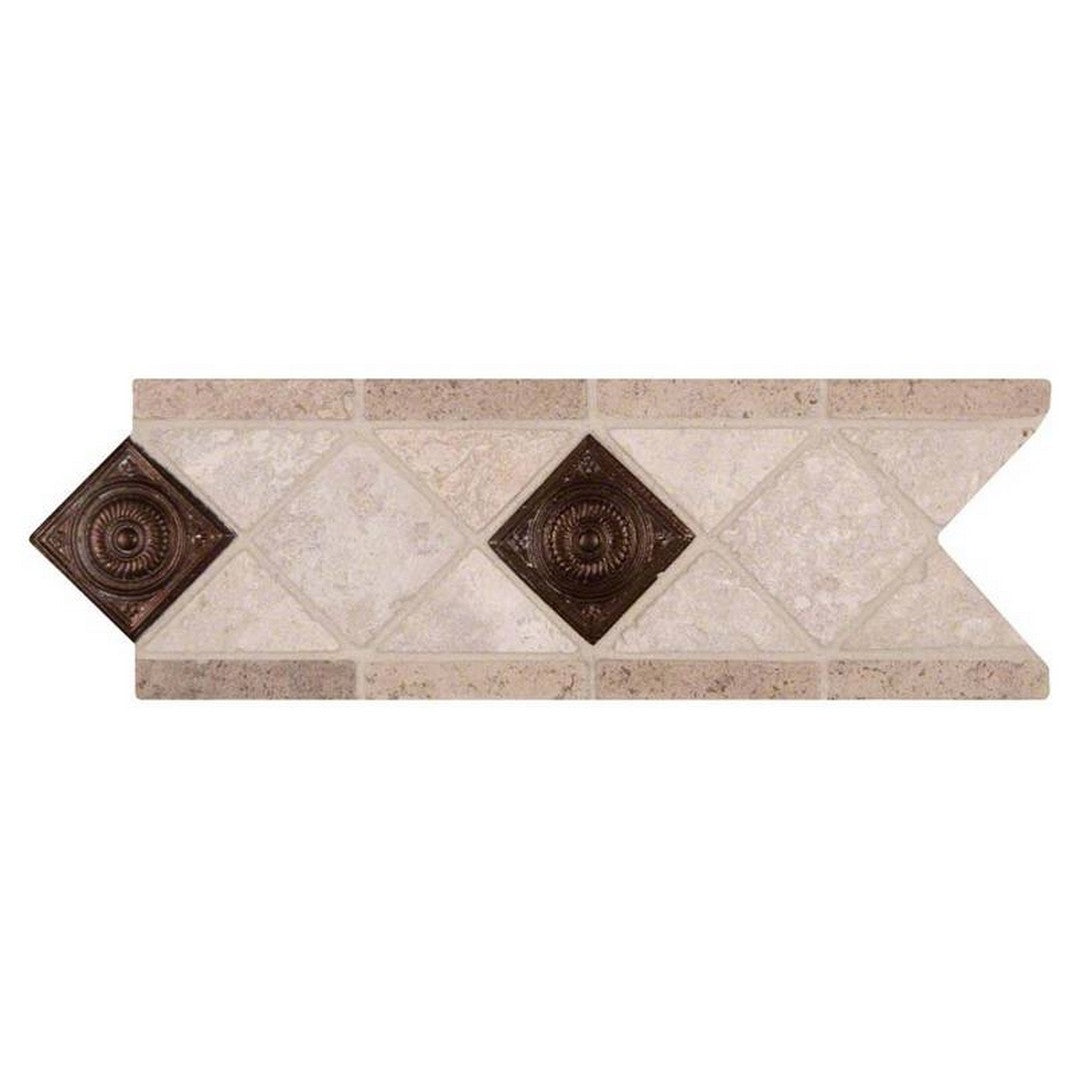 MS International Noce Chiaro Cop Scudo 4" x 12" Tumbled Metal & Stone Bias Border Trim