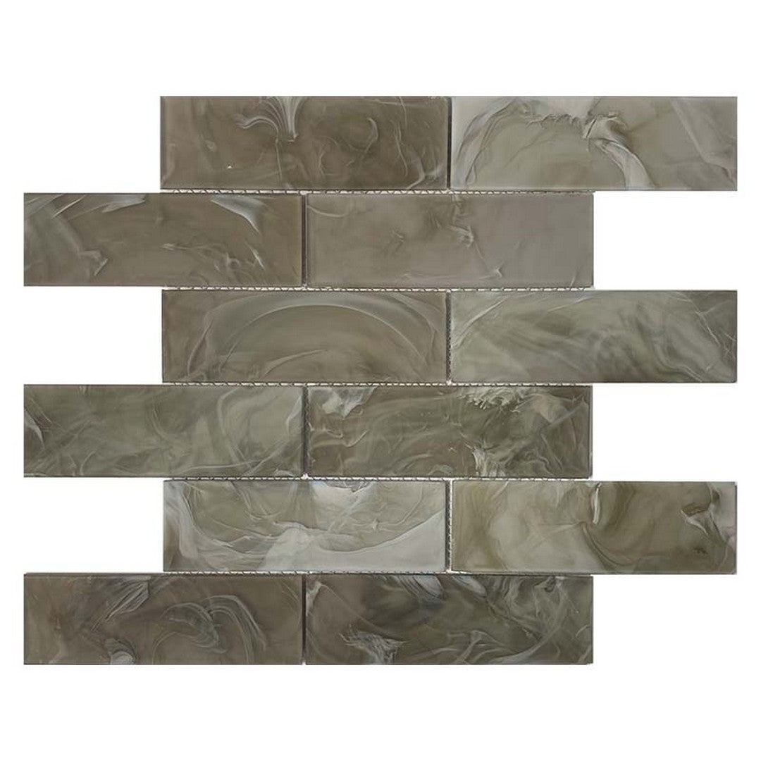 Maniscalco Stone Tundra Melted 11.7" x 11.7" Matte Glass 2x6" Brick Mosaic
