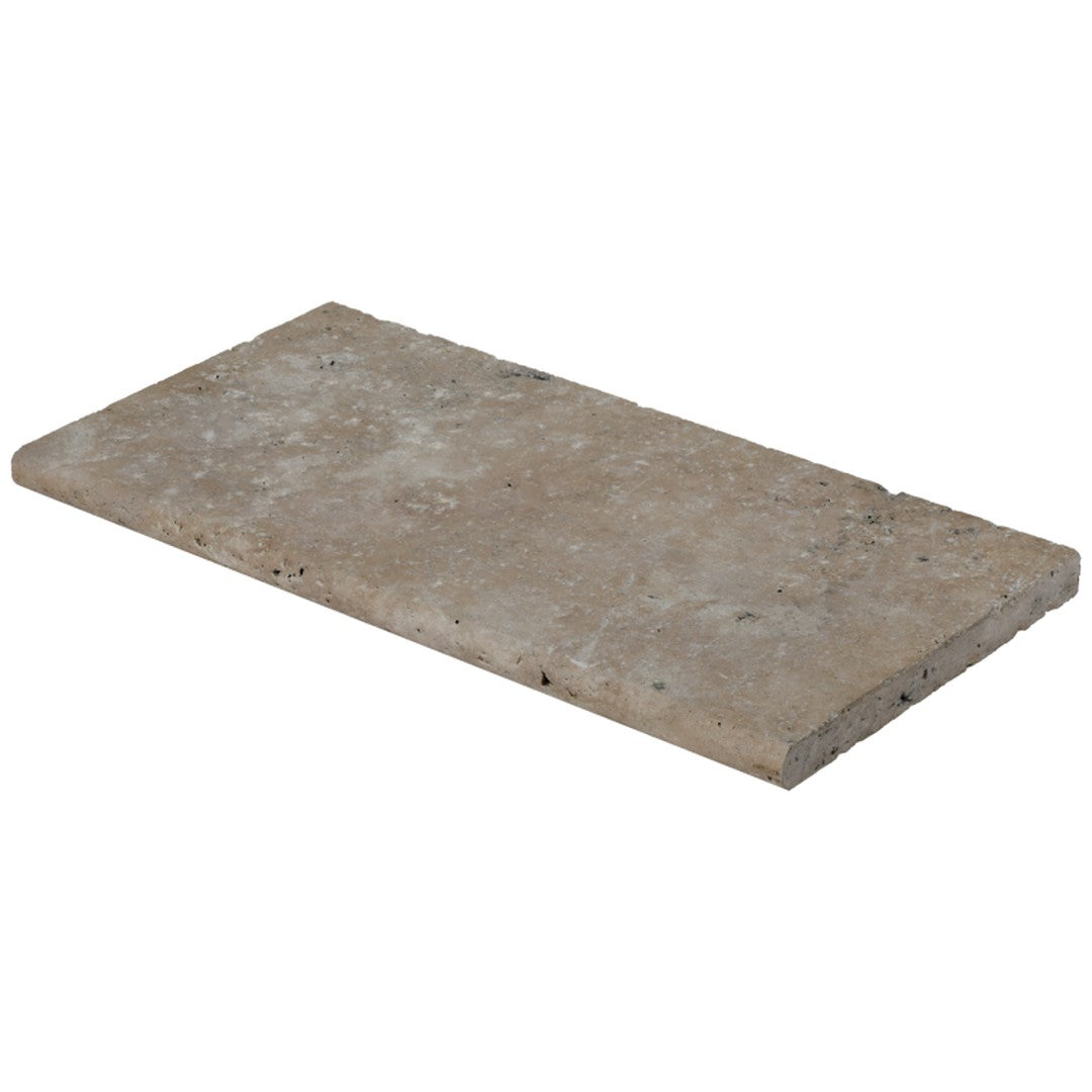 Bedrosians Travertine 12" x 24" Tumbled 3cm Edge Pool Coping Bullnose