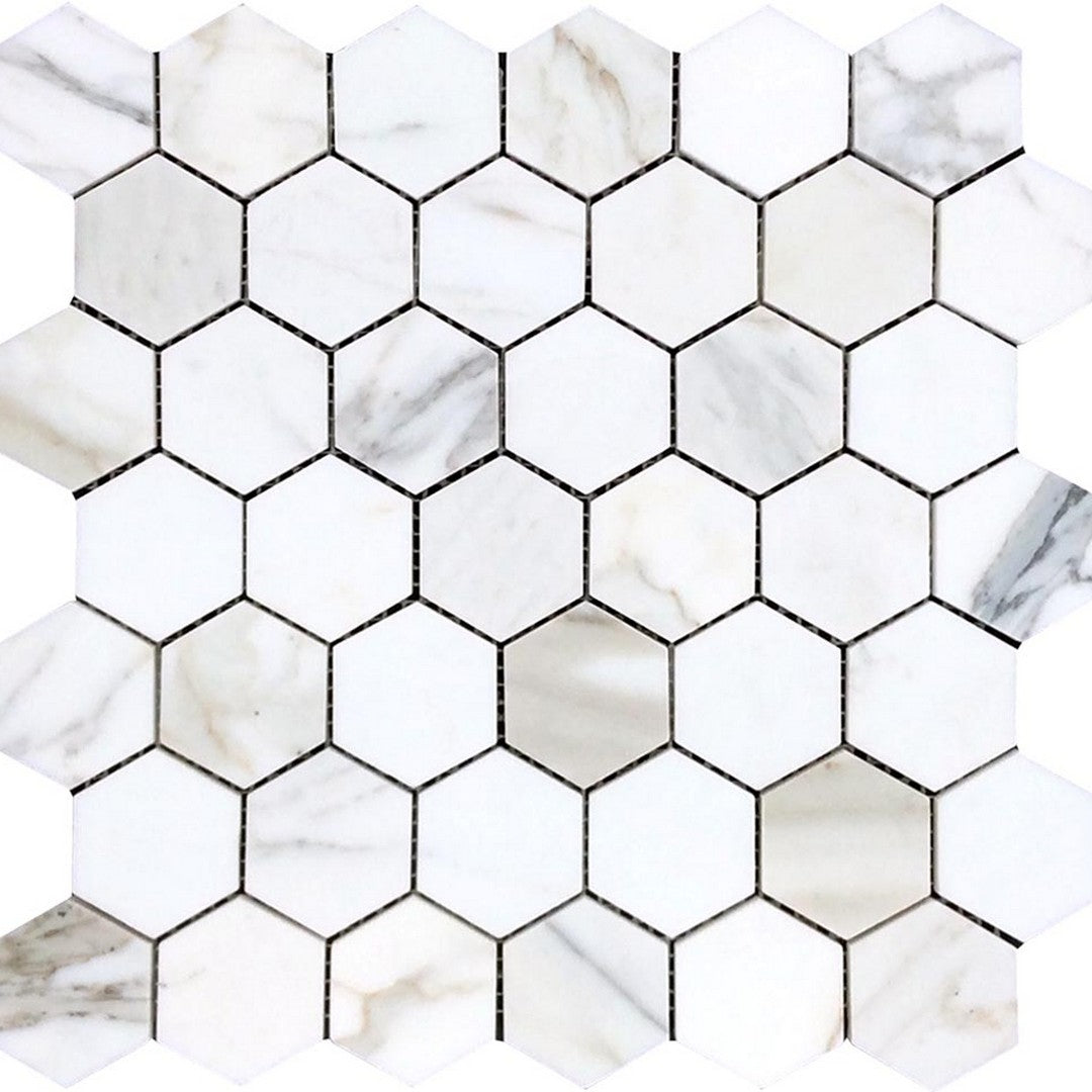 MiR Tuscany 11.8" x 11.8" Polished Marble 1.9" Hexagon Mosaic