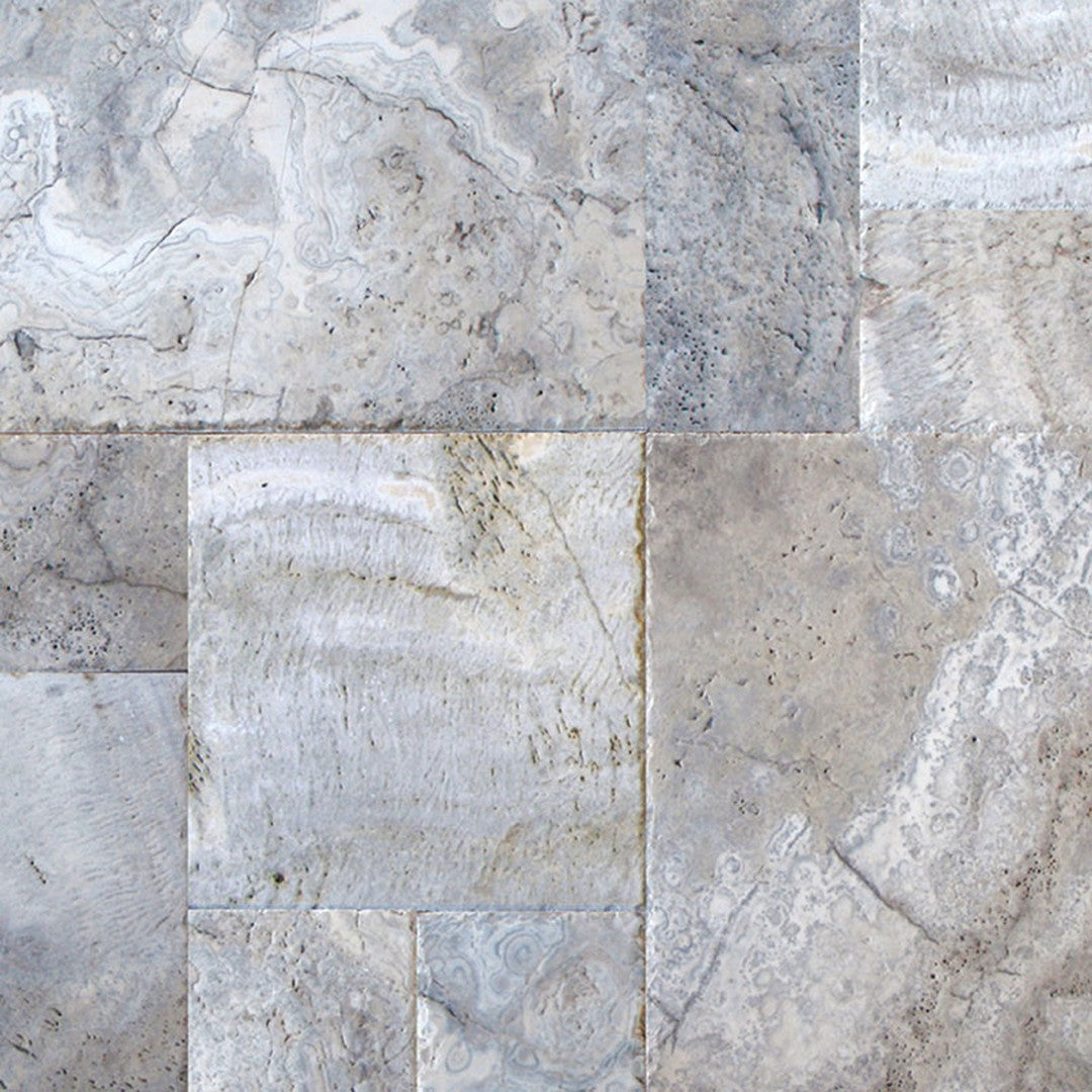 MS International Silver Mixed Finish Travertine Versailles Pattern Tile