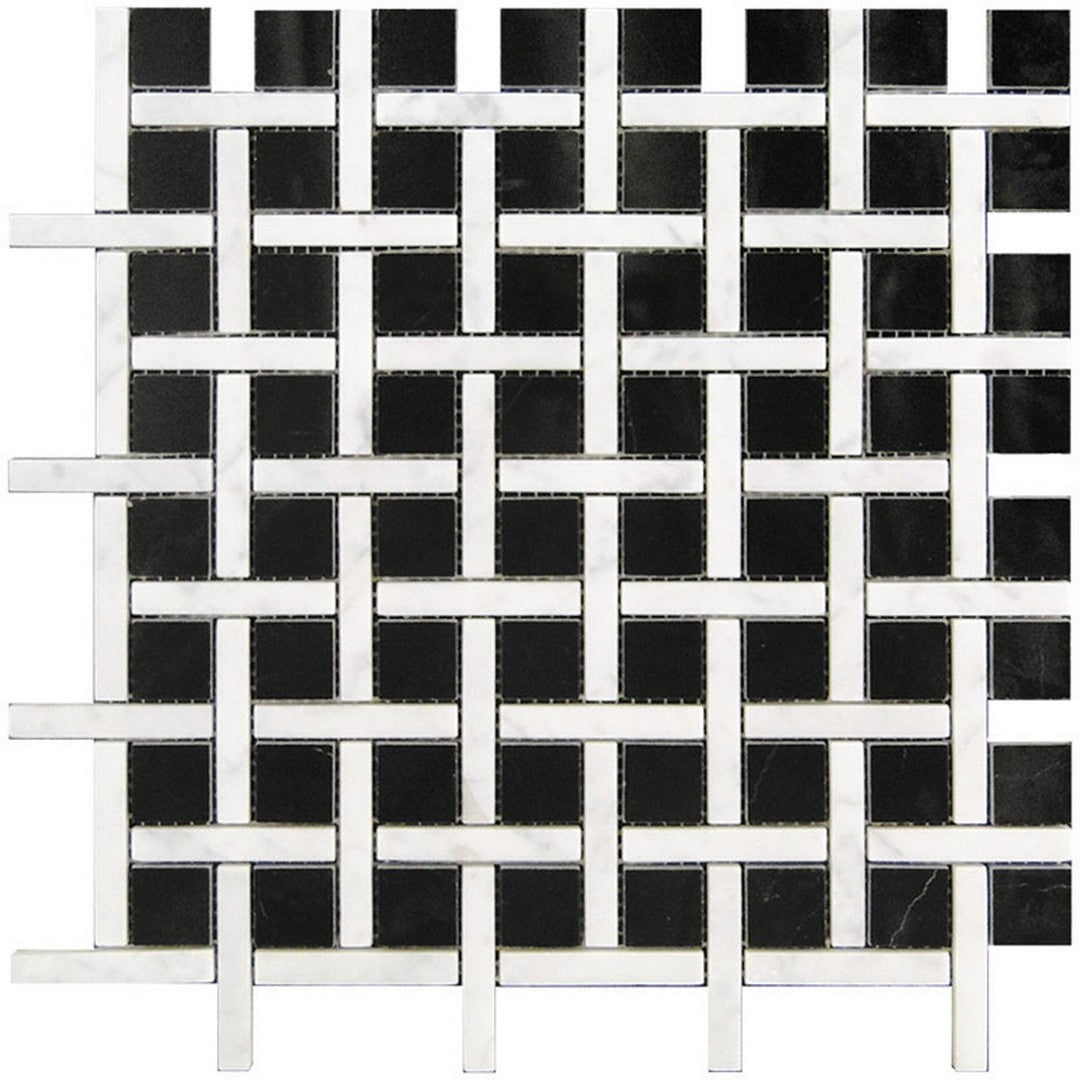 MiR Tuxedo Park 12" x 12" Polished Natural Stone Basketweave Mosaic