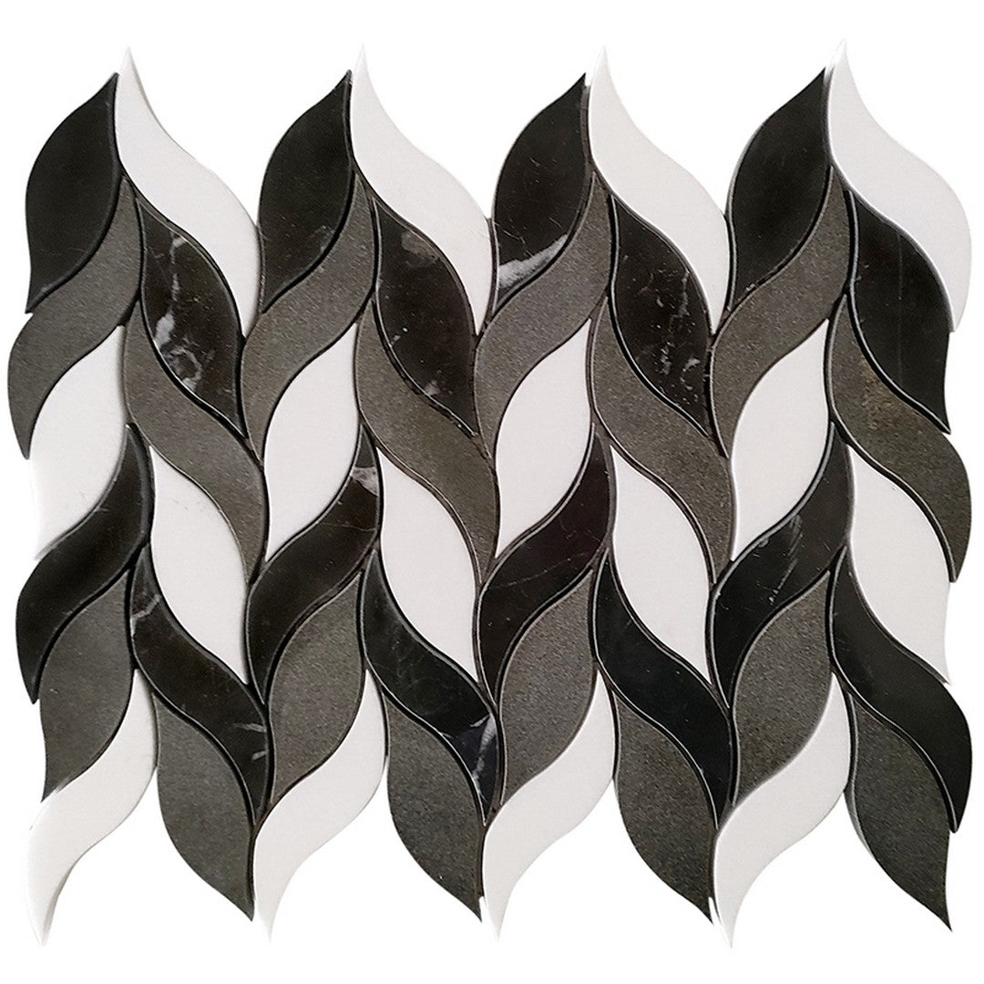 MiR Tuxedo Park 9.6" x 12.2" Polished Natural Stone Leaf Mosaic