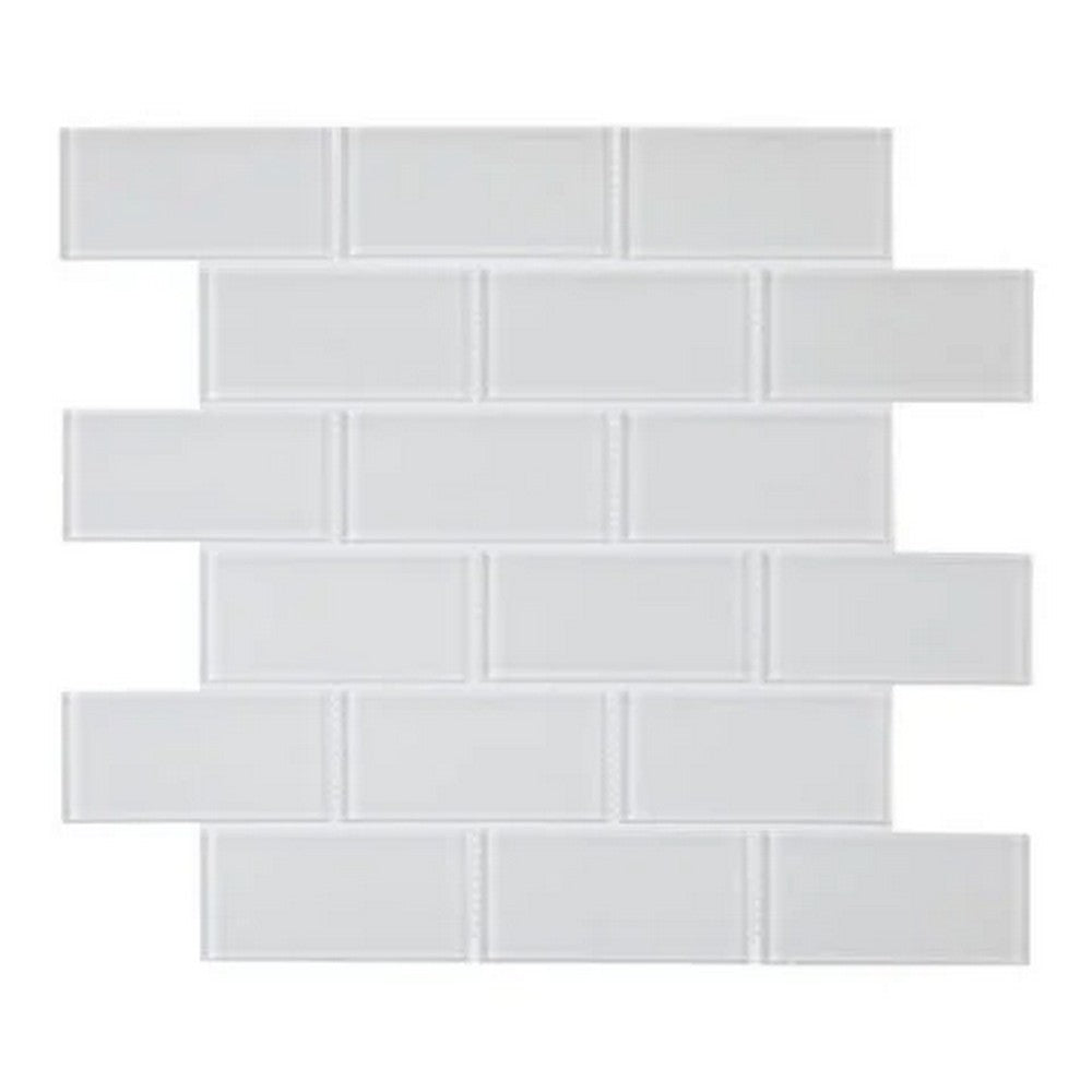 Lungarno Urban Textures Contempo 12" x 12" Pressed Glossy Glass 2x4" Brick Joint Mosaic