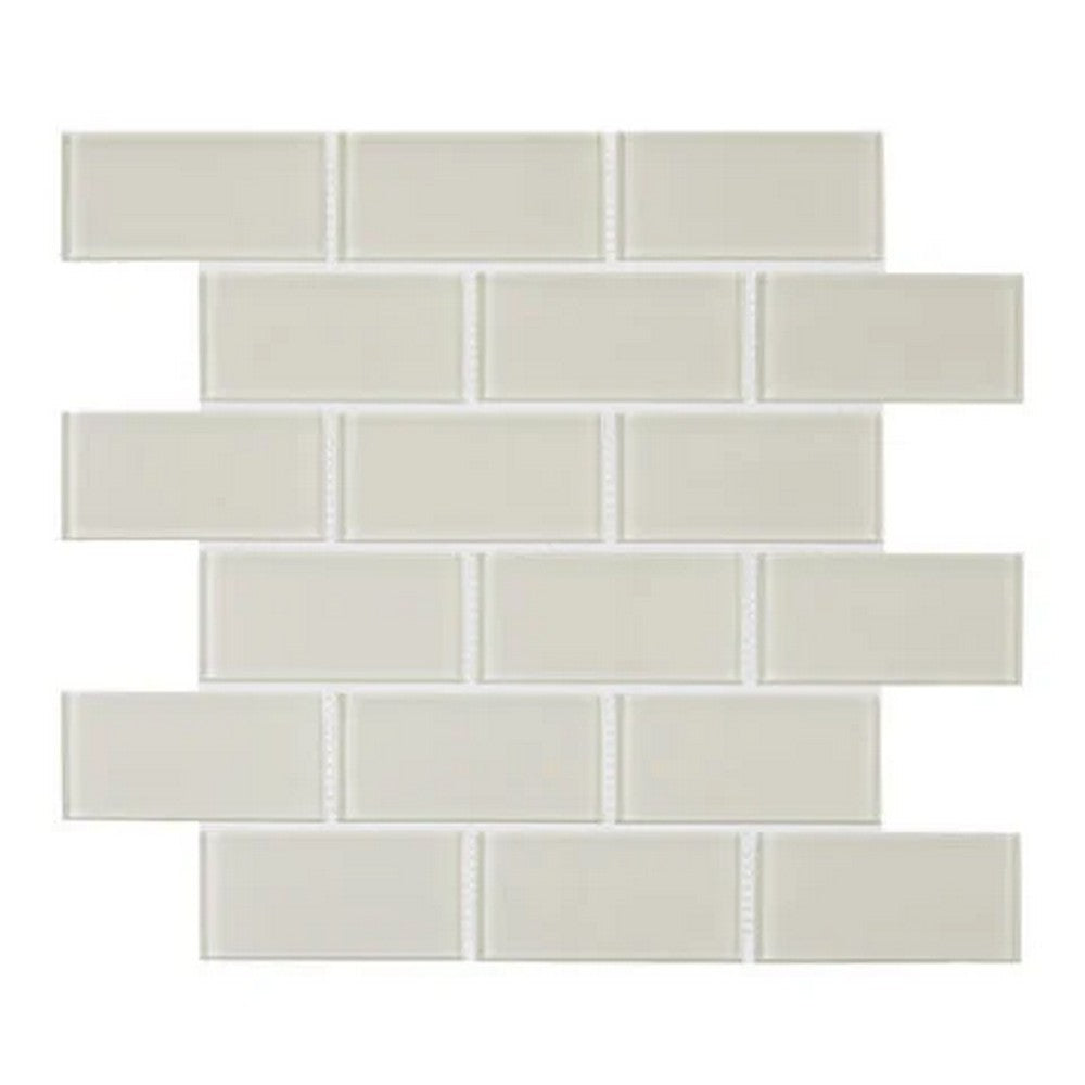 Lungarno Urban Textures Contempo 12" x 12" Pressed Glossy Glass 2x4" Brick Joint Mosaic