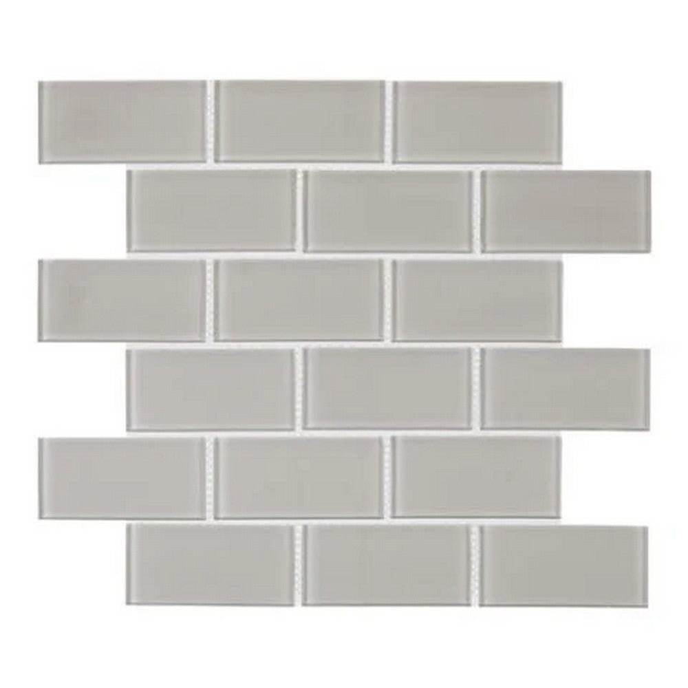 Lungarno Urban Textures Contempo 12" x 12" Pressed Glossy Glass 2x4" Brick Joint Mosaic