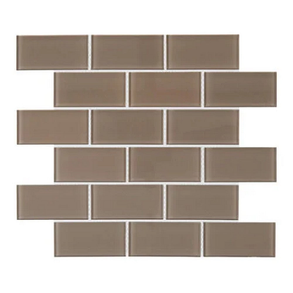 Lungarno Urban Textures Contempo 12" x 12" Pressed Glossy Glass 2x4" Brick Joint Mosaic
