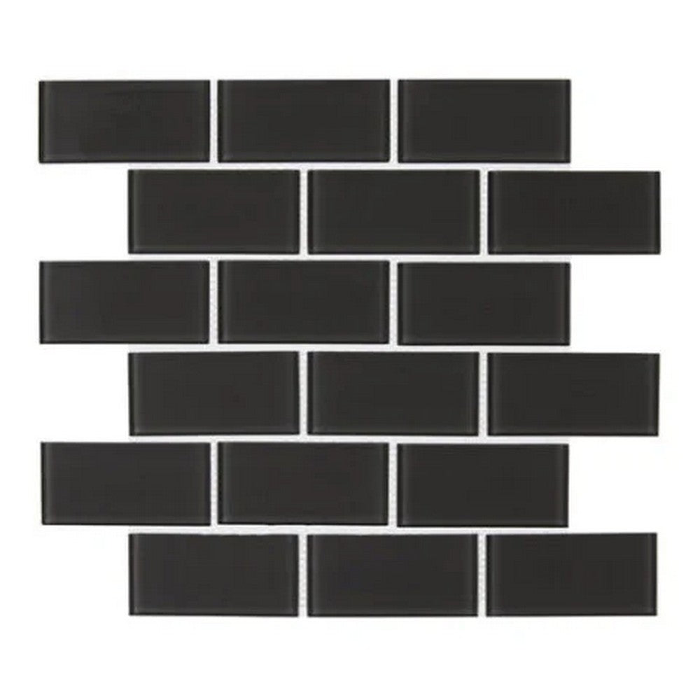 Lungarno Urban Textures Contempo 12" x 12" Pressed Glossy Glass 2x4" Brick Joint Mosaic