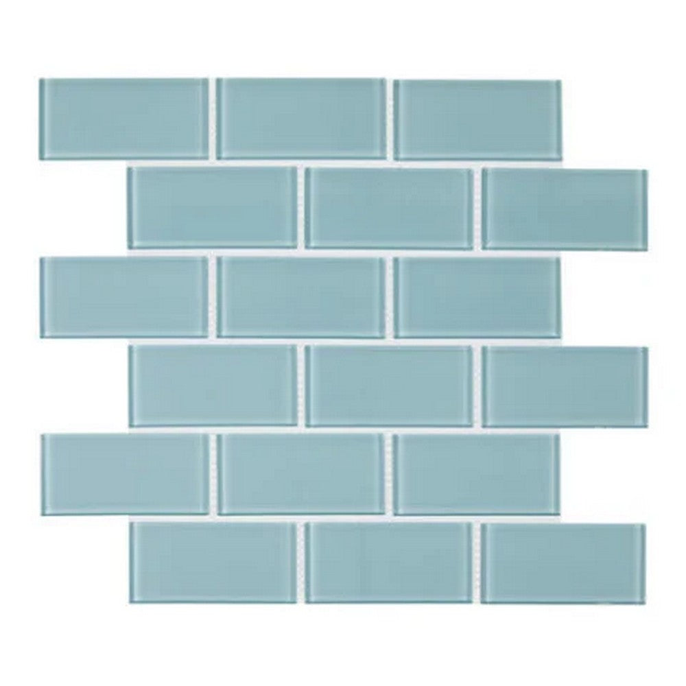 Lungarno Urban Textures Contempo 12" x 12" Pressed Glossy Glass 2x4" Brick Joint Mosaic