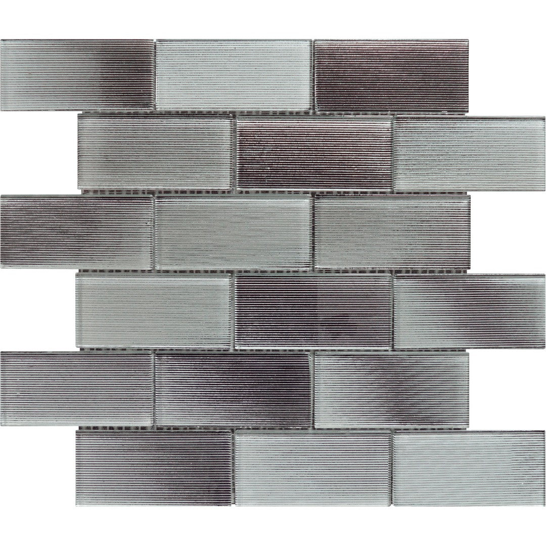Bati Orient Linear Glass 12" x 12" Interlocking 2x4" Brick Pattern Mosaic