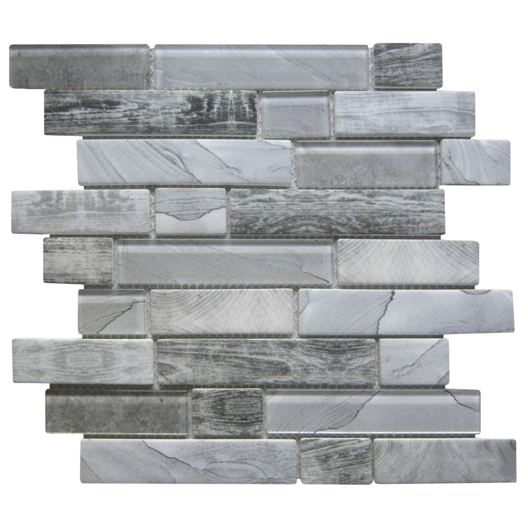 Bati Orient Linear Glass 12" x 12" Recycled Glass Rectangle Mosaic