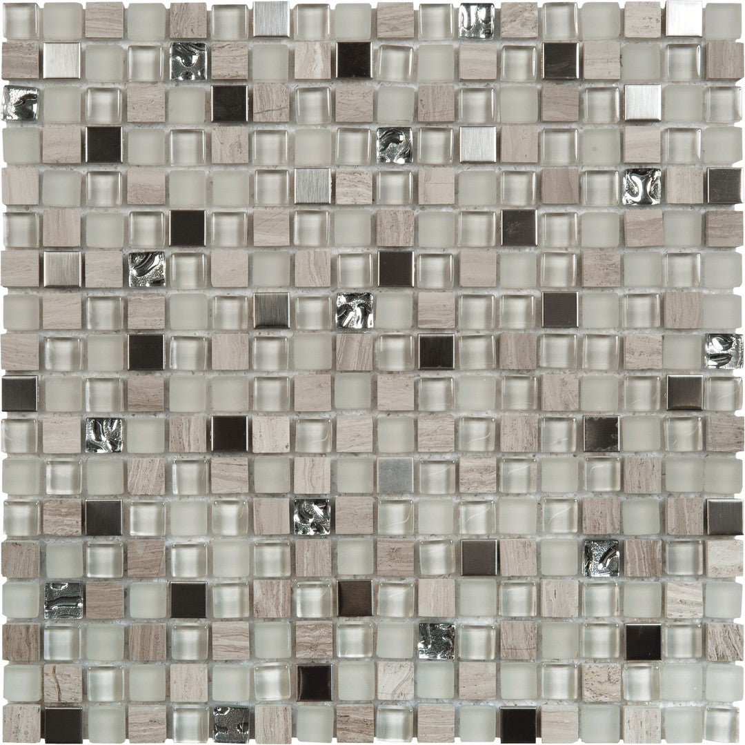 Bati Orient Terrazzo 12" x 12" Matte & Glossy Steel & Glass 0.63" Mosaic