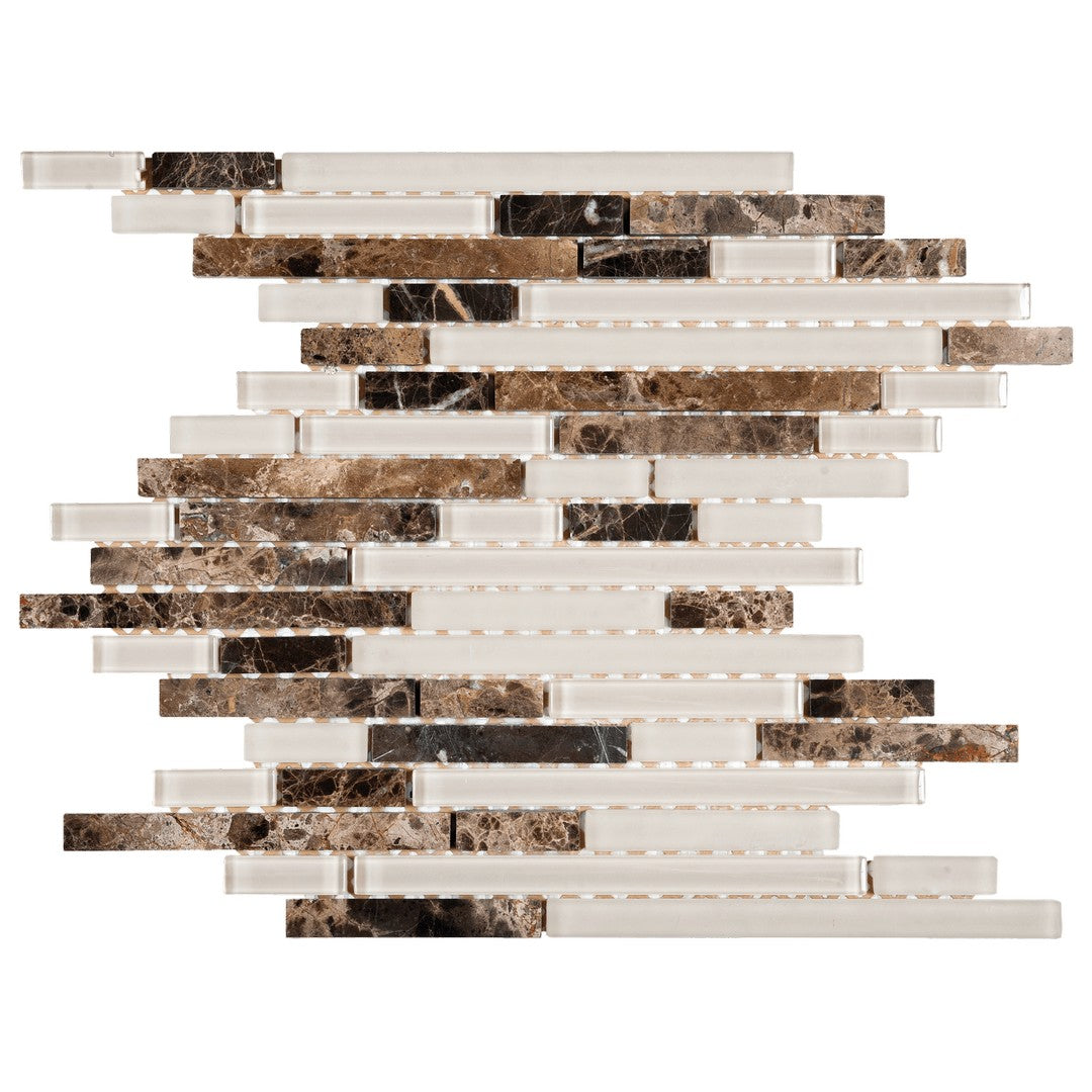 Bati Orient Terrazzo 12.1" x 11.9" Glass & Marble Baguette Mosaic