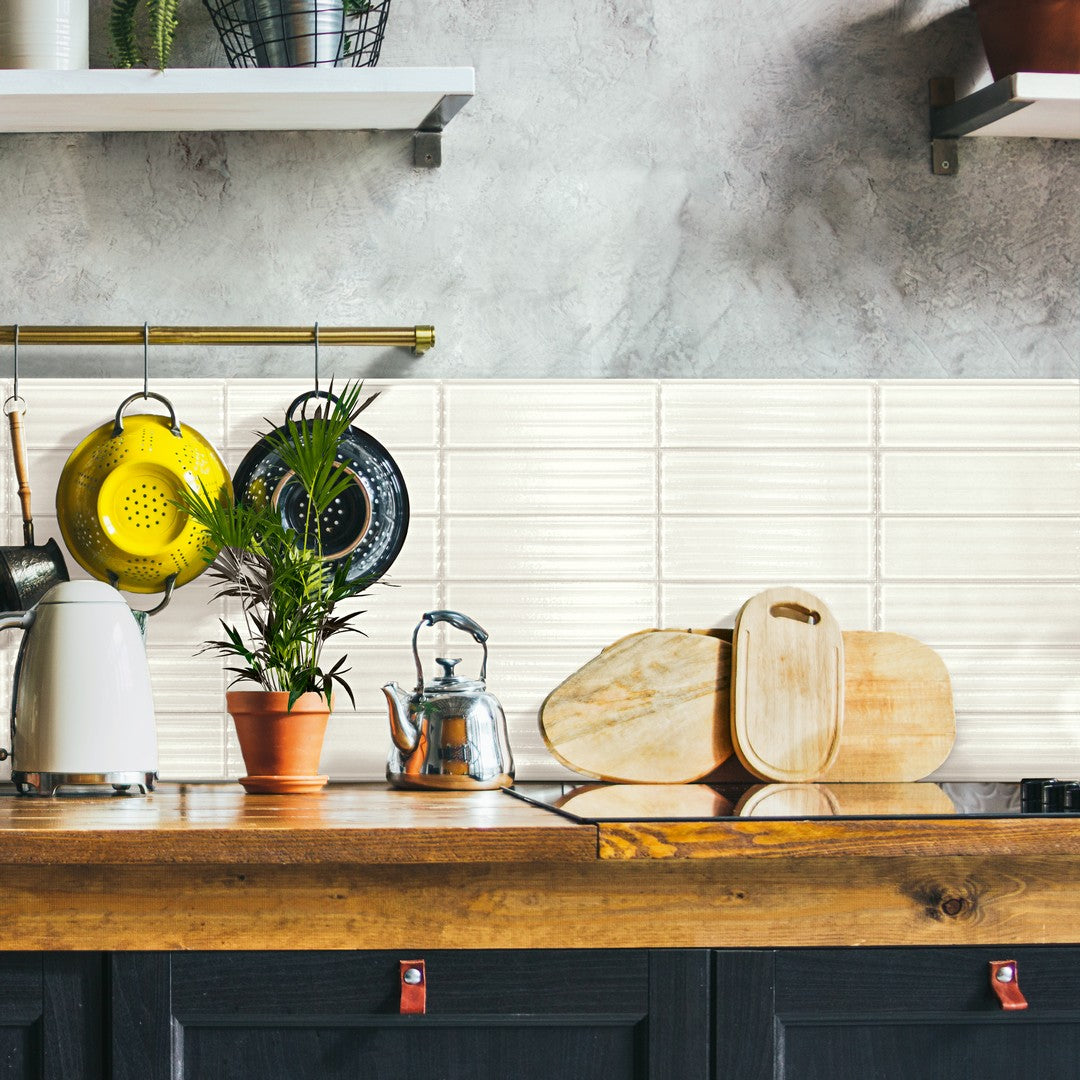 Tesoro-Glassalike-4-x-12-Pressed-Glossy-Fluted-Porcelain-Wall-Tile-Bianco