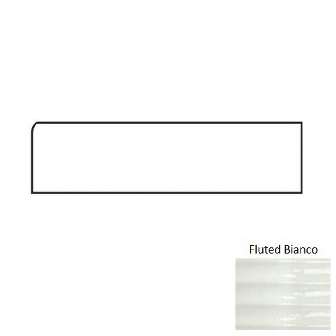 Tesoro Glassalike 4" x 12" Pressed Glossy Fluted Porcelain Wall Bullnose