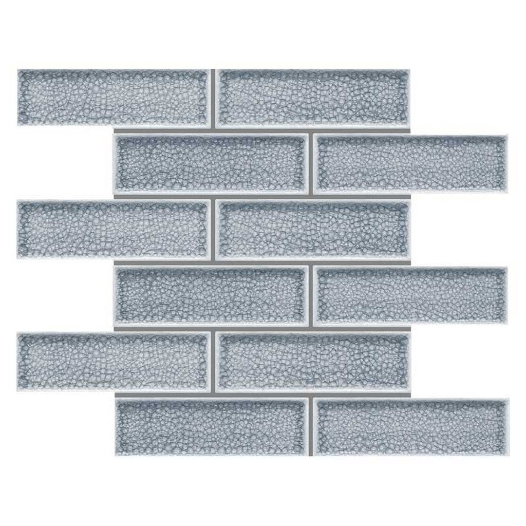 Maniscalco Stone Venetian 11.5" x 11.7" Polished Porcelain Glass 2x6" Interlock Crackle Mosaic