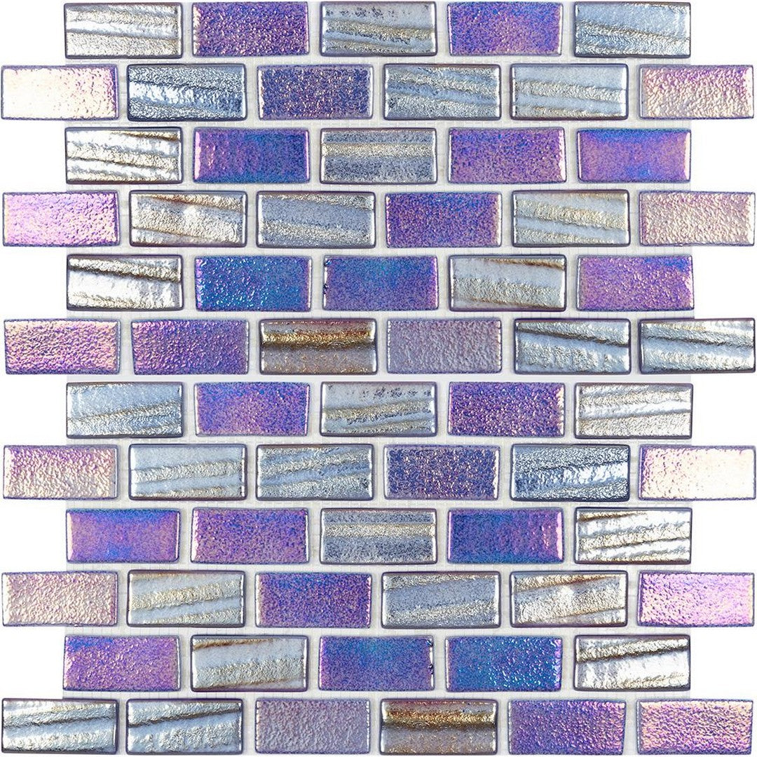 Tesoro Aquatica Illusions 12" x 12" Interlocking 1x2" Staggered Glass Mosaic