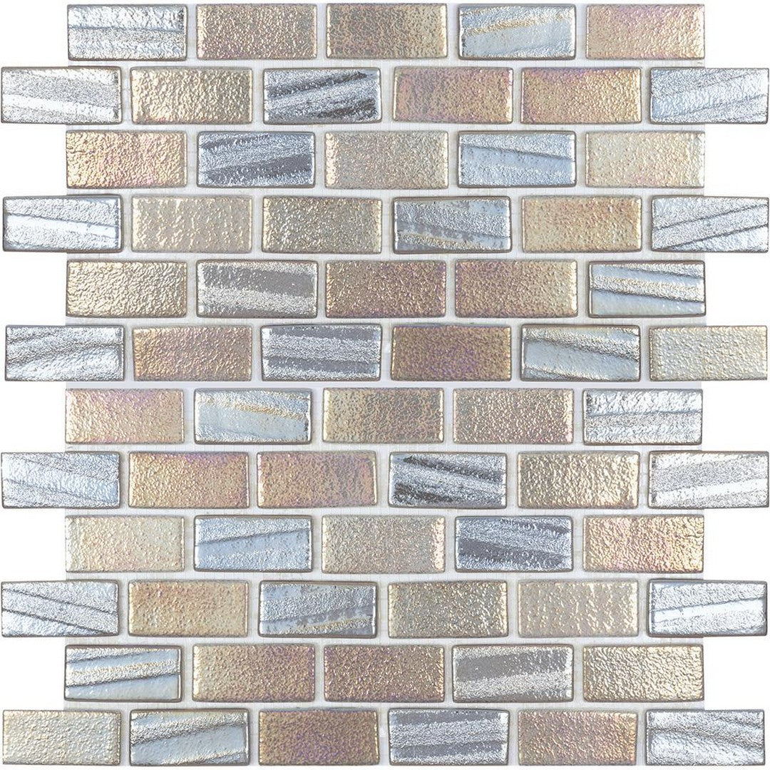 Tesoro Aquatica Illusions 12" x 12" Interlocking 1x2" Staggered Glass Mosaic