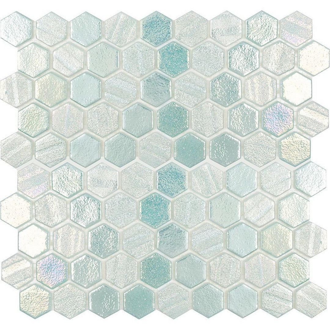 Tesoro Aquatica Illusions 11.5" x 12.5" Interlocking 1" Hexagon Glass Mosaic