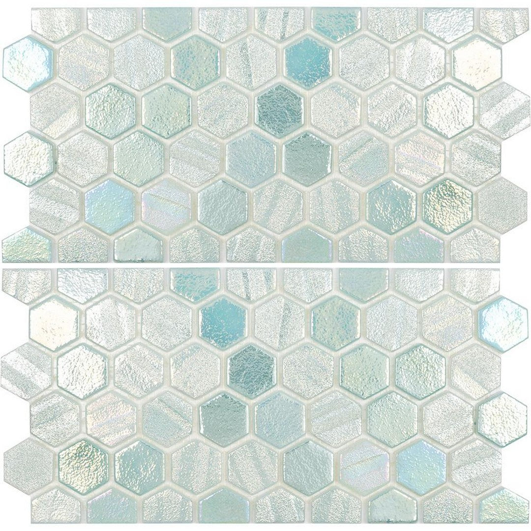 Tesoro Aquatica Illusions 12" x 11.5" Interlocking 1" Hex Waterline Glass Mosaic (6x12 Two Pcs)
