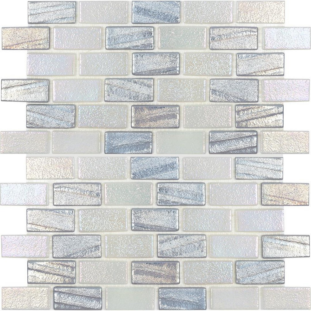 Tesoro Aquatica Illusions 12" x 12" Interlocking 1x2" Staggered Glass Mosaic