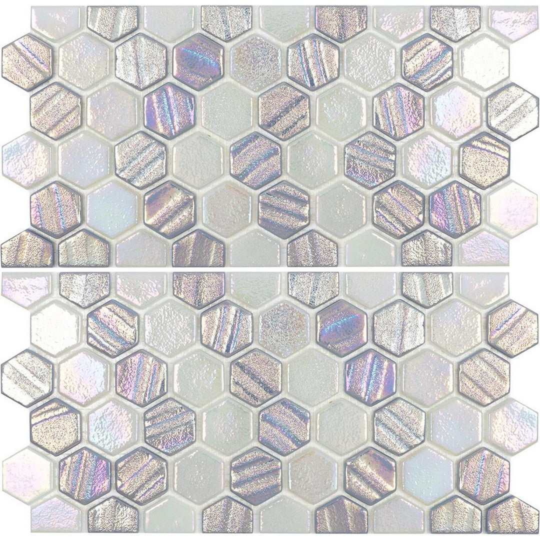 Tesoro Aquatica Illusions 12" x 11.5" Interlocking 1" Hex Waterline Glass Mosaic (6x12 Two Pcs)
