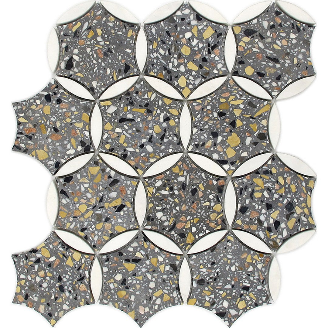 MiR Veneziana 11.65" x 13.5" Natural Stone Flower Pattern Mosaic