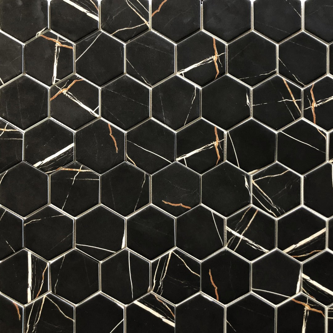 Ottimo-Verona-11-x-13-Matte-Glass-Hexagon-Mosaic-Sahara-Noir