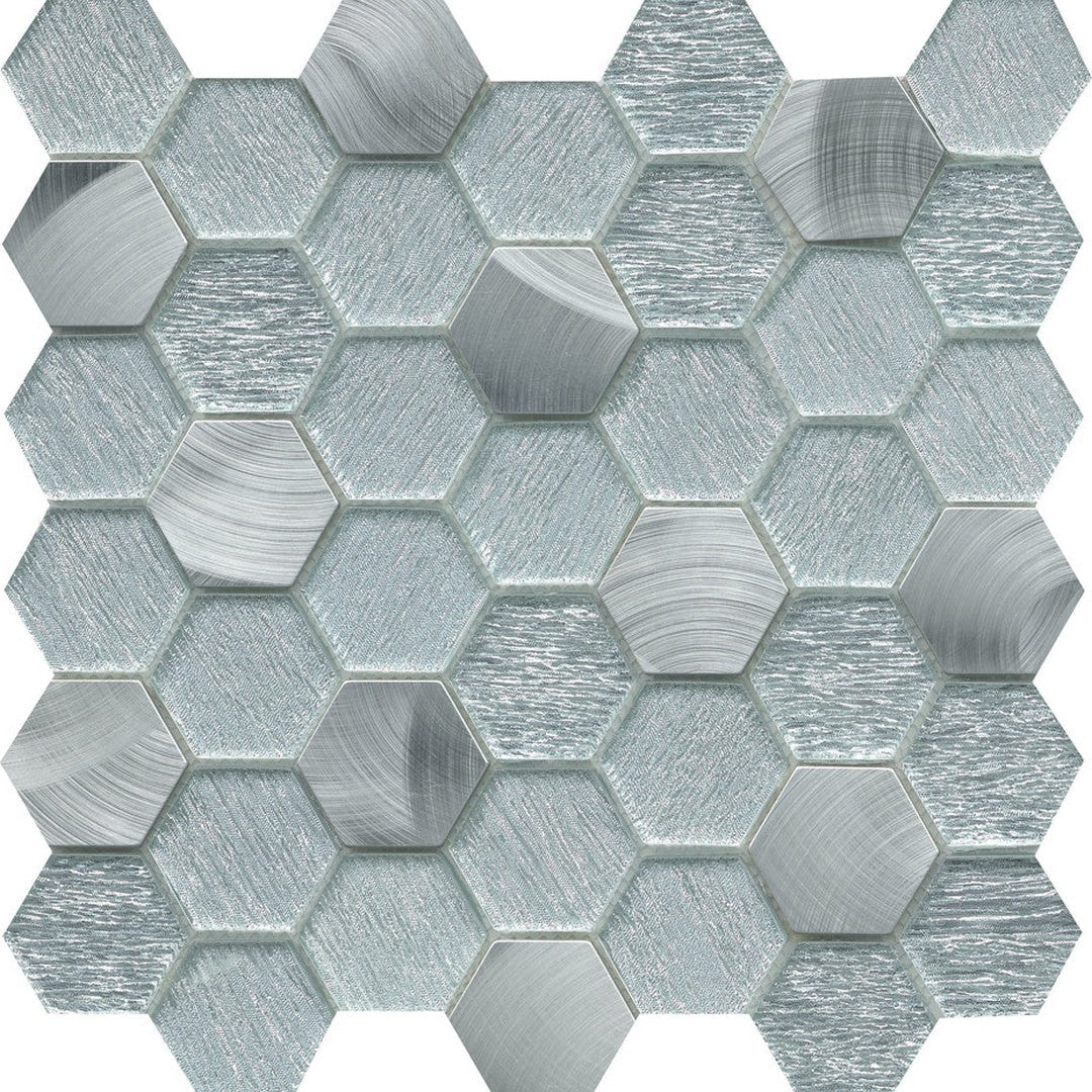 Emser Glitz 12" x 12" Glossy Hexagon Glass & Metal Mosaic