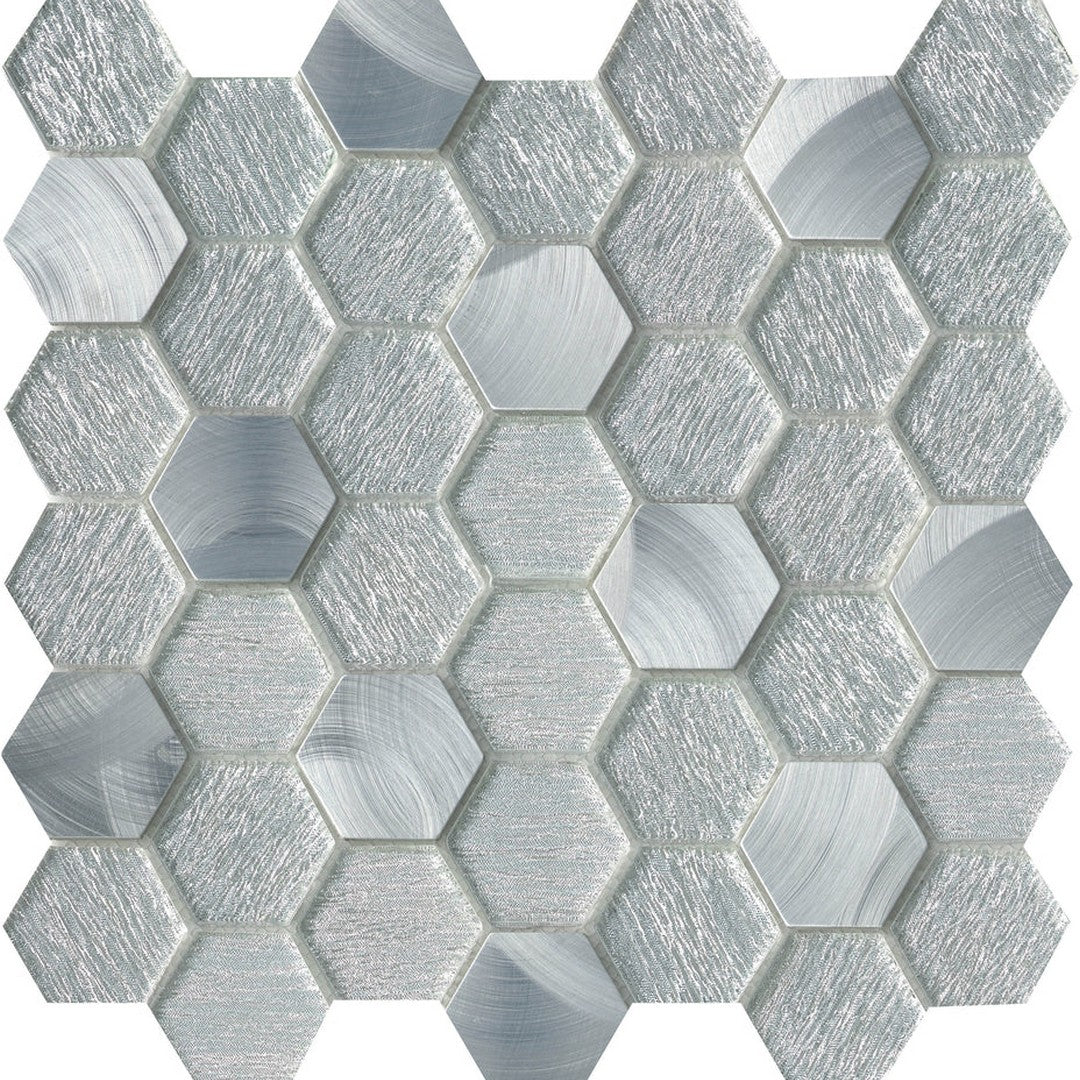 Emser Glitz 12" x 12" Glossy Hexagon Glass & Metal Mosaic