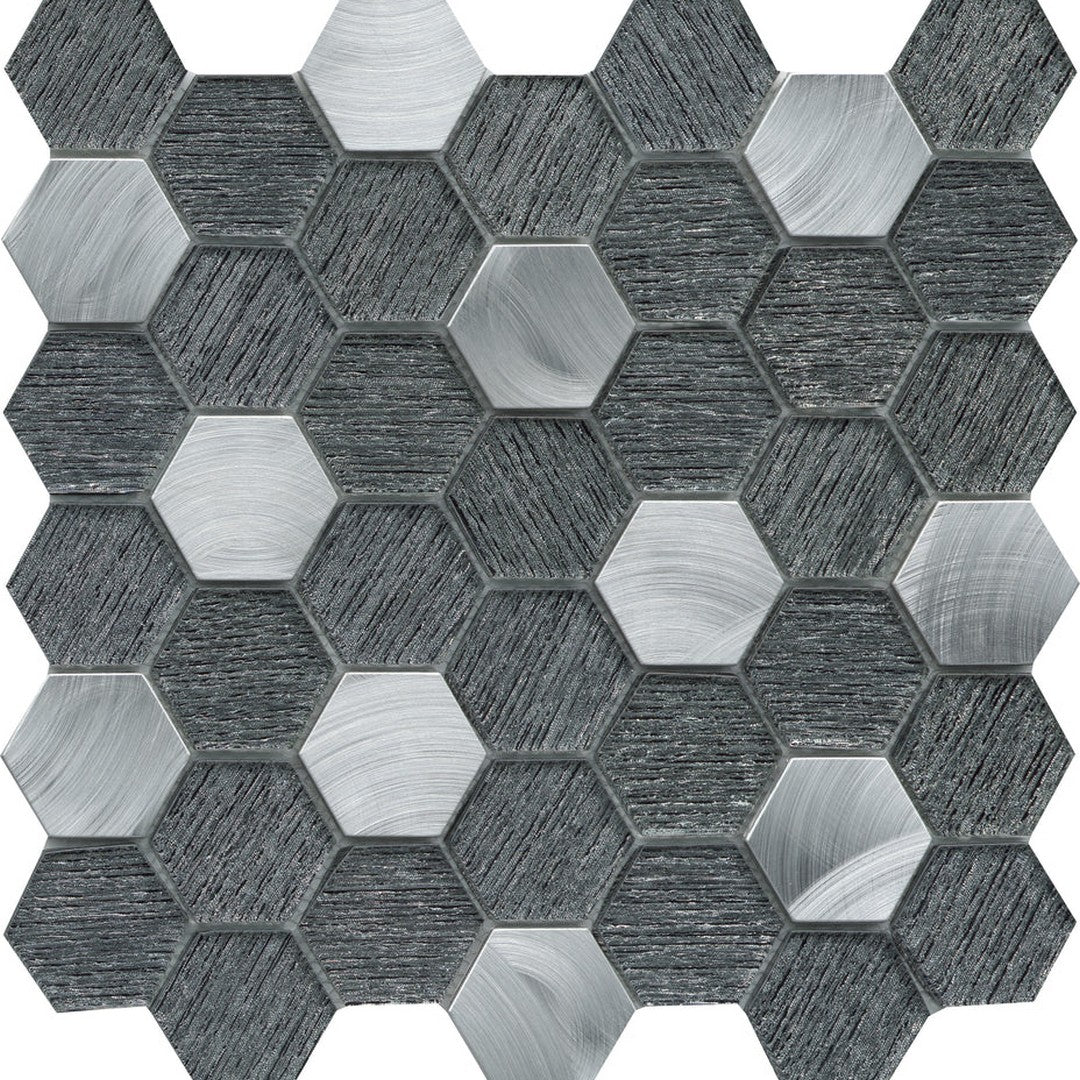 Emser Glitz 12" x 12" Glossy Hexagon Glass & Metal Mosaic