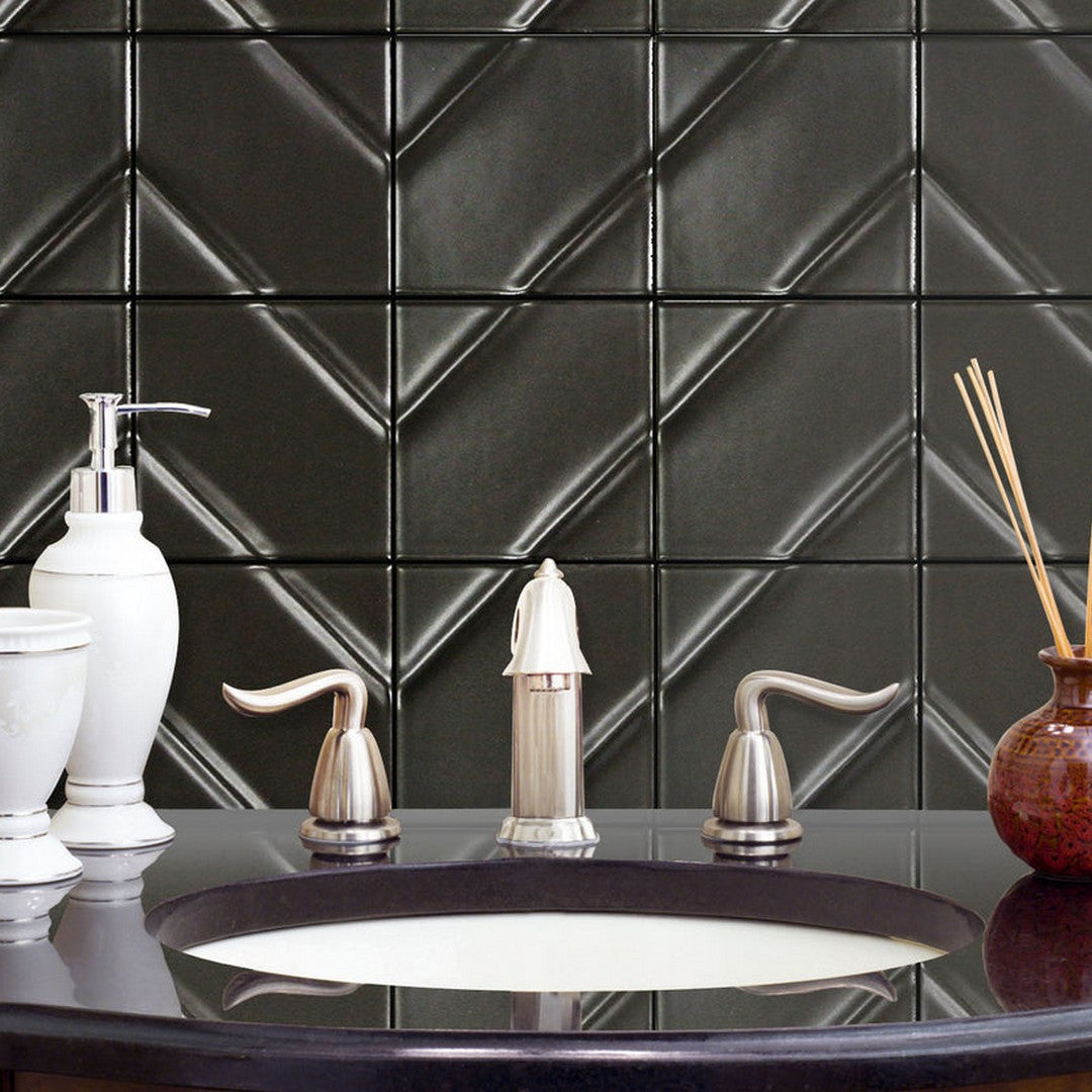 Emser-Kumito-12-x-16-Ceramic-Matte-Chevron-Mosaic-Black-Chevron
